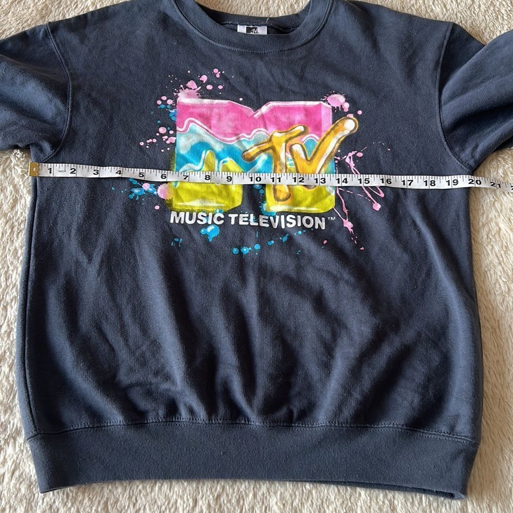 MTV logo blue gray pullover size small (3-5) - Picture 9 of 16